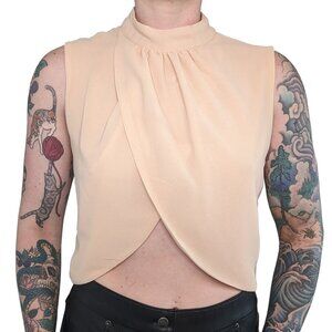 Windsor Pale Yellow Sleeveless Open Back Crop Top | S